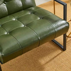Fauteuil d'appoint en similicuir capitonné, style Mid-Century Modern