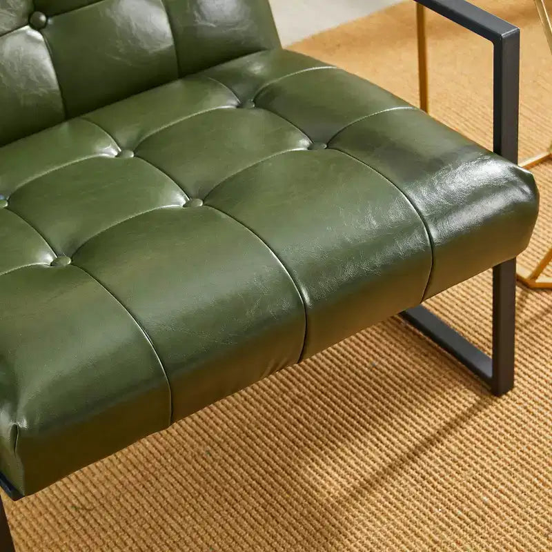 Fauteuil d'appoint en similicuir capitonné, style Mid-Century Modern