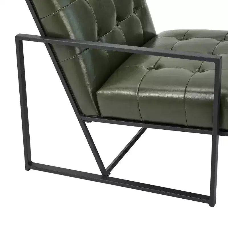 Fauteuil d'appoint en similicuir capitonné, style Mid-Century Modern