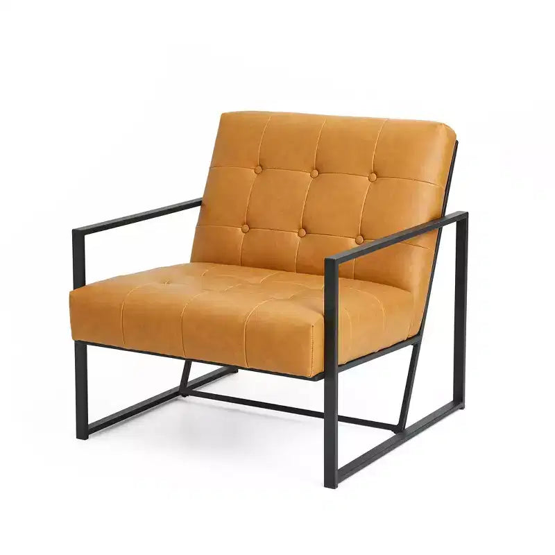 Fauteuil d'appoint en similicuir capitonné, style Mid-Century Modern