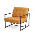 Fauteuil d'appoint en similicuir capitonné, style Mid-Century Modern