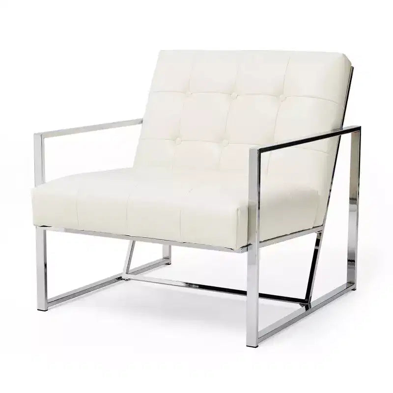 Fauteuil d'appoint en similicuir capitonné, style Mid-Century Modern