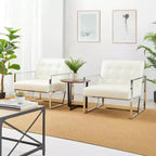 Fauteuil d'appoint en similicuir capitonné, style Mid-Century Modern