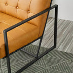 Fauteuil d'appoint en similicuir capitonné, style Mid-Century Modern