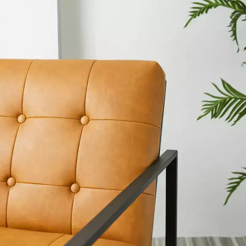 Fauteuil d'appoint en similicuir capitonné, style Mid-Century Modern