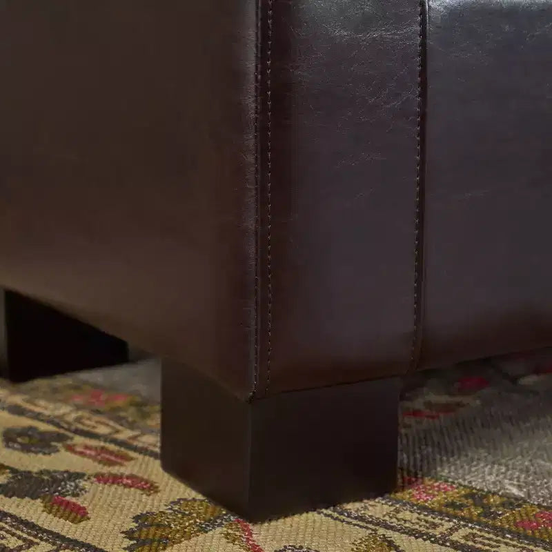 Banc de rangement ottoman en cuir capitonné Guernsey – 50 pouces