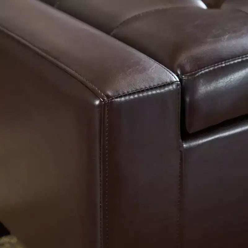 Banc de rangement ottoman en cuir capitonné Guernsey – 50 pouces