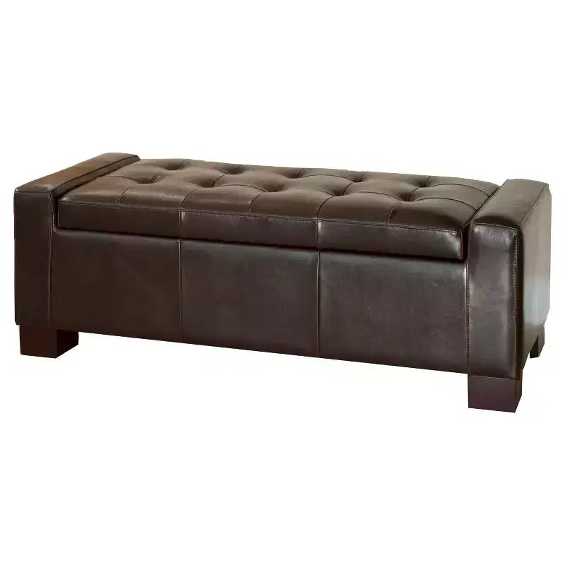Banc de rangement ottoman en cuir capitonné Guernsey – 50 pouces