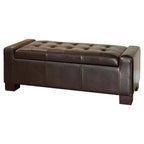 Banc de rangement ottoman en cuir capitonné Guernsey – 50 pouces
