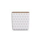 Pouf de rangement carré avec plateau en bois - 48 cm