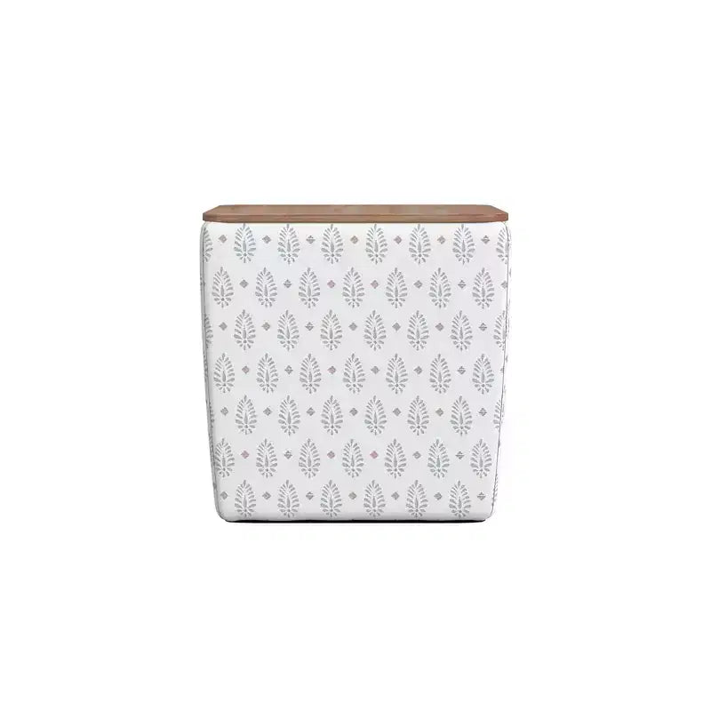 Pouf de rangement carré avec plateau en bois - 48 cm