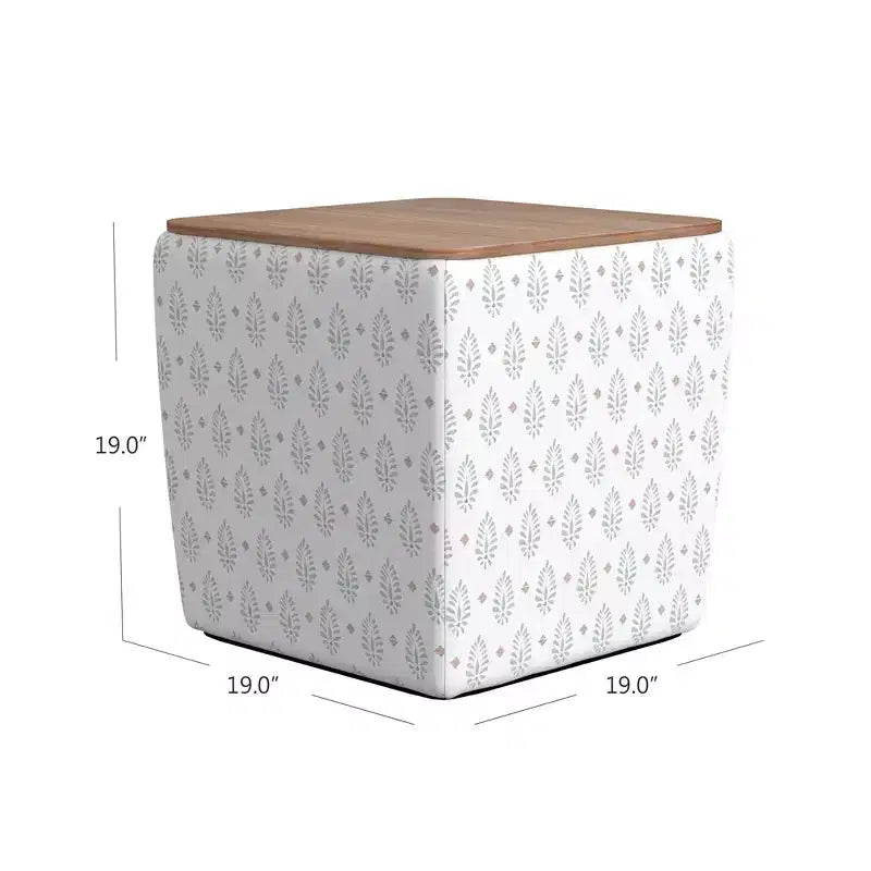 Pouf de rangement carré avec plateau en bois - 48 cm
