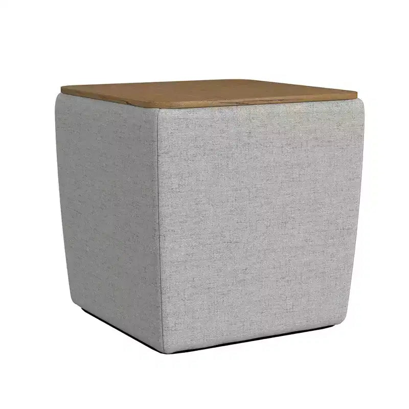 Pouf de rangement carré avec plateau en bois - 48 cm