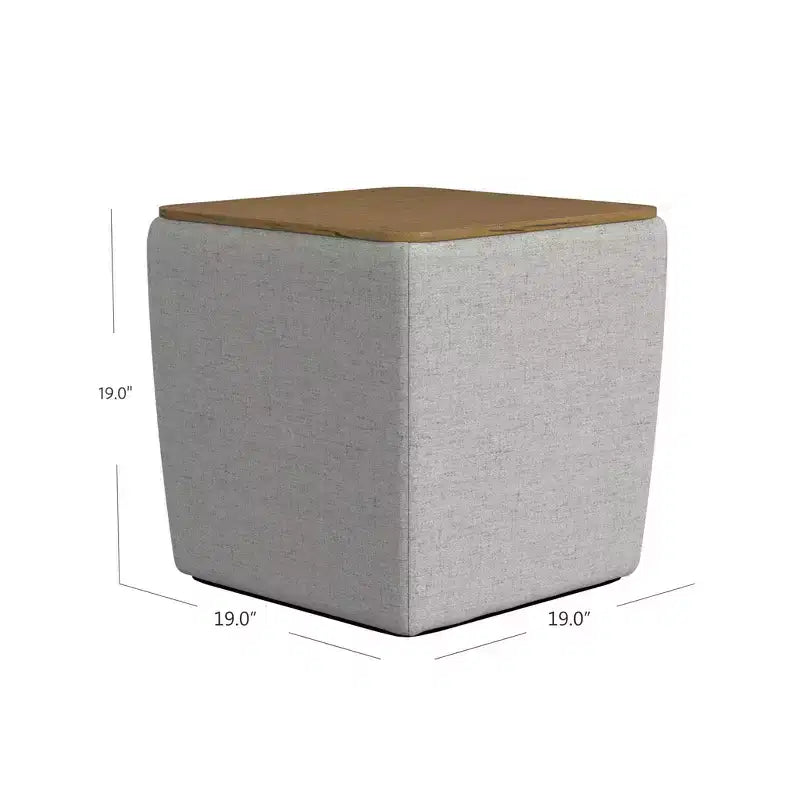 Pouf de rangement carré avec plateau en bois - 48 cm