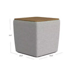 Pouf de rangement carré avec plateau en bois - 48 cm