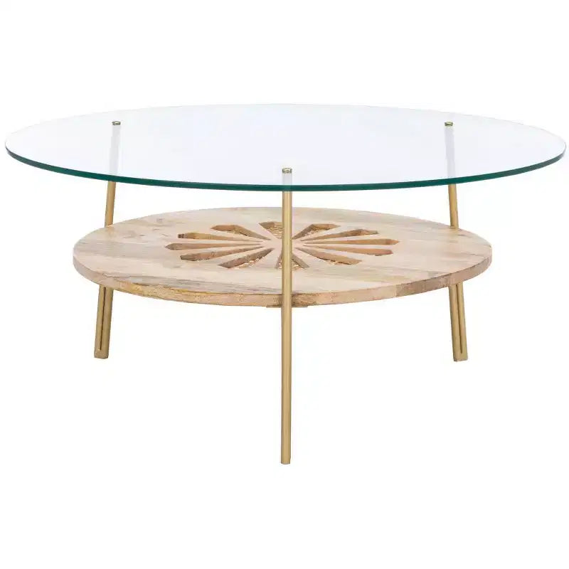 Table basse ronde Flora – Fini naturel et laiton
