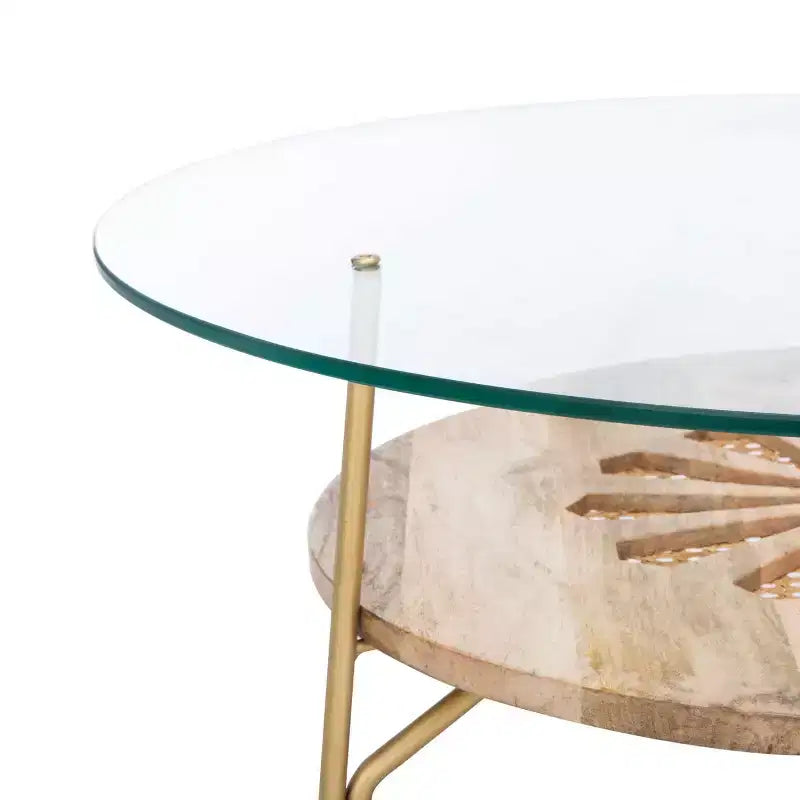 Table basse ronde Flora – Fini naturel et laiton