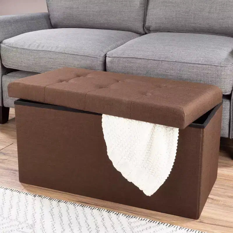 Pouffe de rangement pliable de 30 pouces avec bac amovible