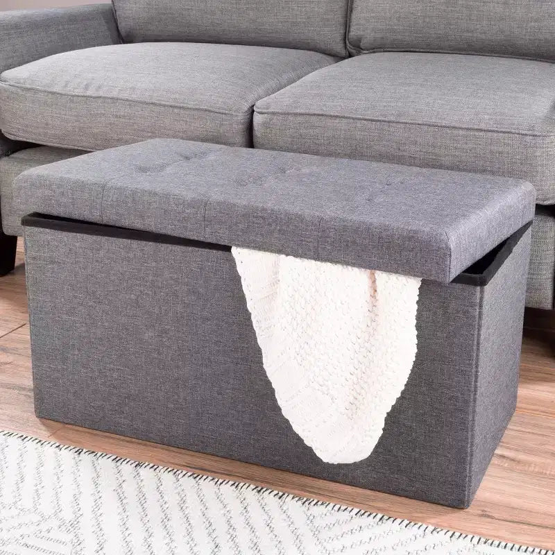 Pouffe de rangement pliable de 30 pouces avec bac amovible