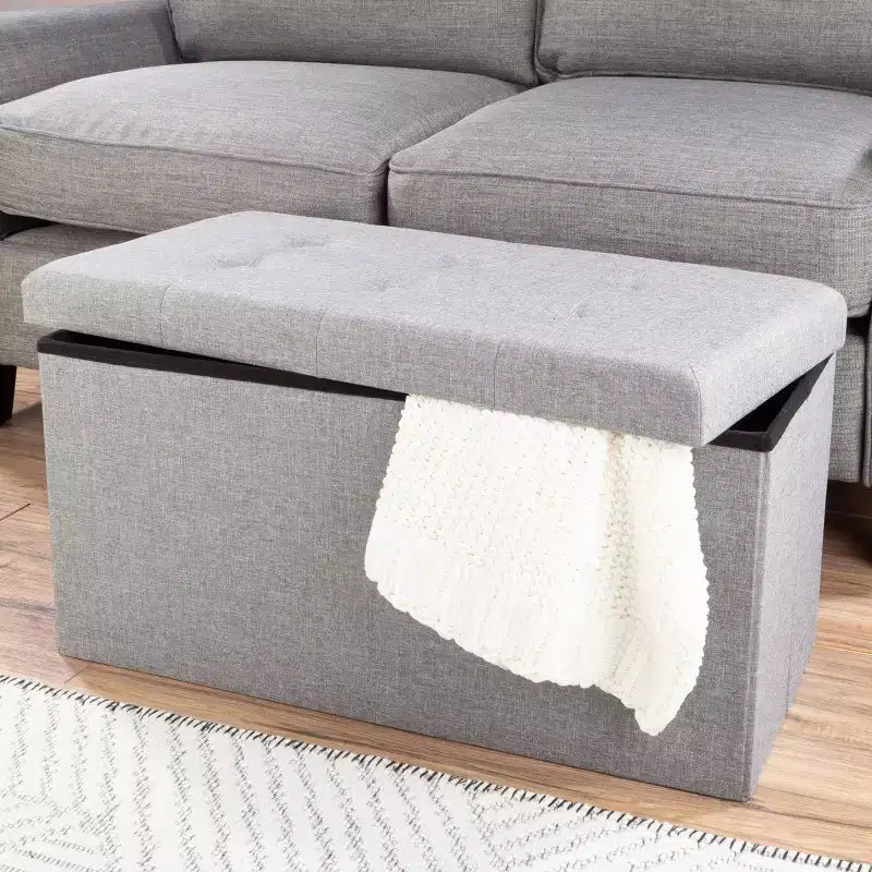 Pouffe de rangement pliable de 30 pouces avec bac amovible